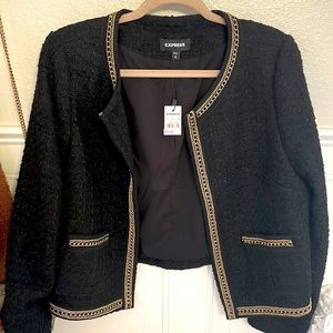 Brand NEW Express jacket, black with chain, size large (L).